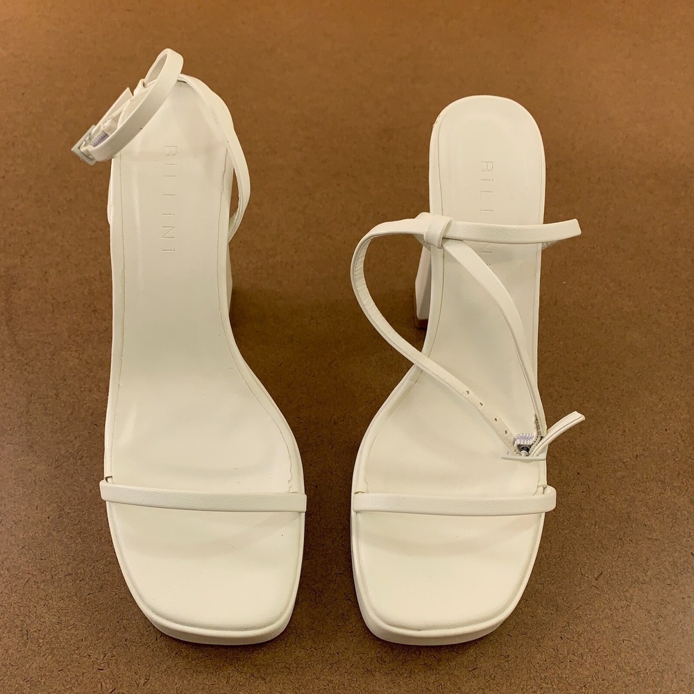 Billini Womens Size 5 White Faux Leather Strappy Tahni Block Heel Sandals New - Picture 4 of 12